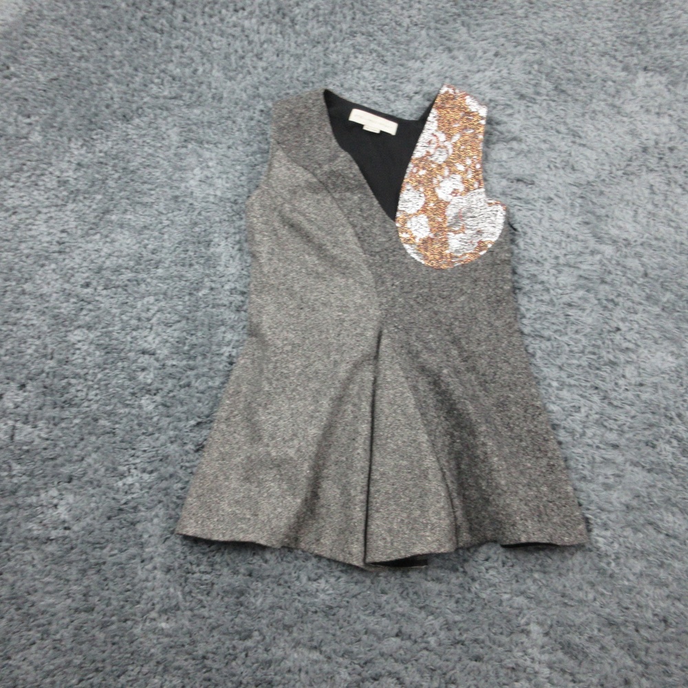 Stella McCartney Dress Womens Small Metallic Sleeveless Asymmetrical Sequin Mode